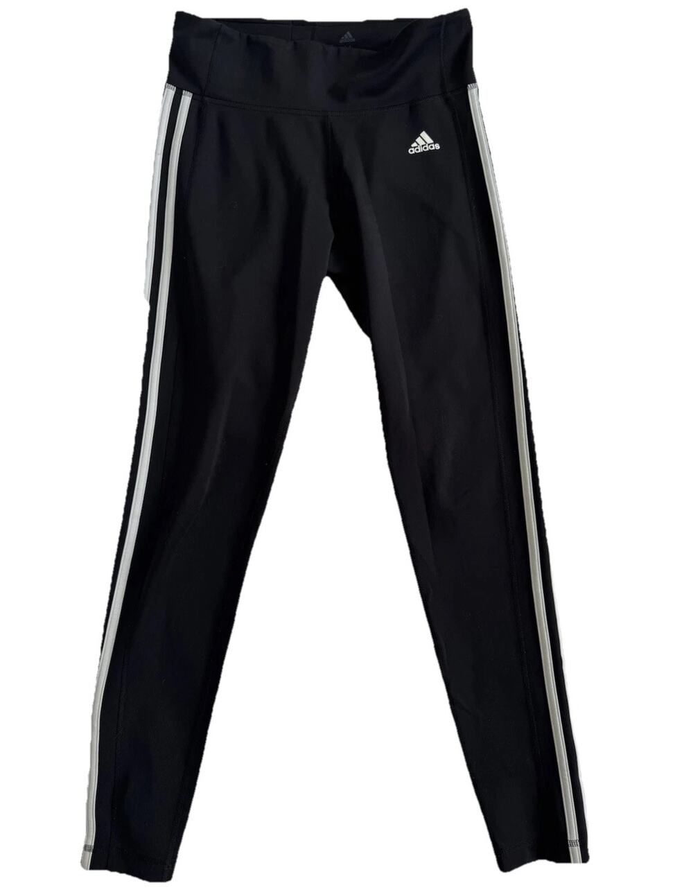 adidas Climalite Leggings Black White Side Stripes Women’s Size M
